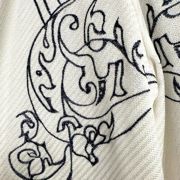 Misook White Embroidered Art Jacket Women’s Sz. L Sophisticated Versatile - Picture 4 of 11